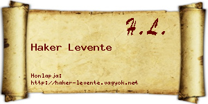 Haker Levente névjegykártya